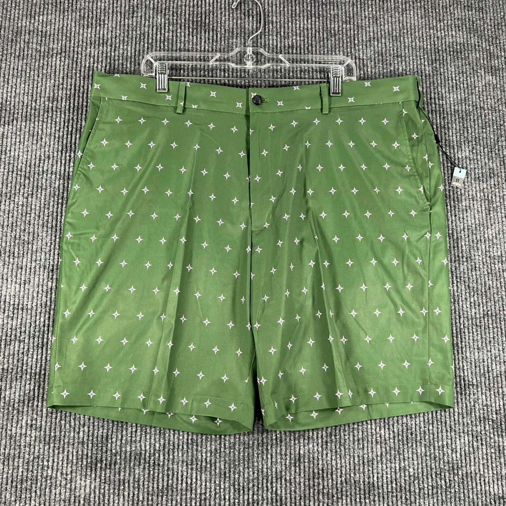 Walter Hagen Shorts Mens Size 42 Green Geometric Chino Golf Casual Light New